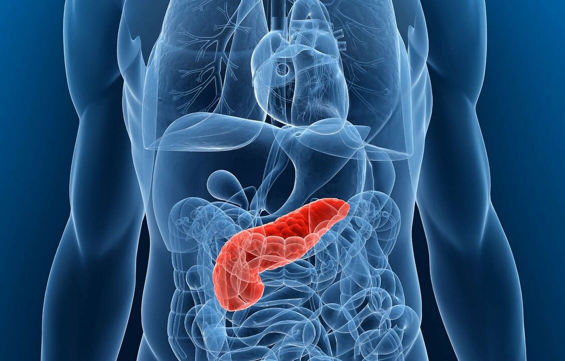 Inflamed pancreas with pancreatitis