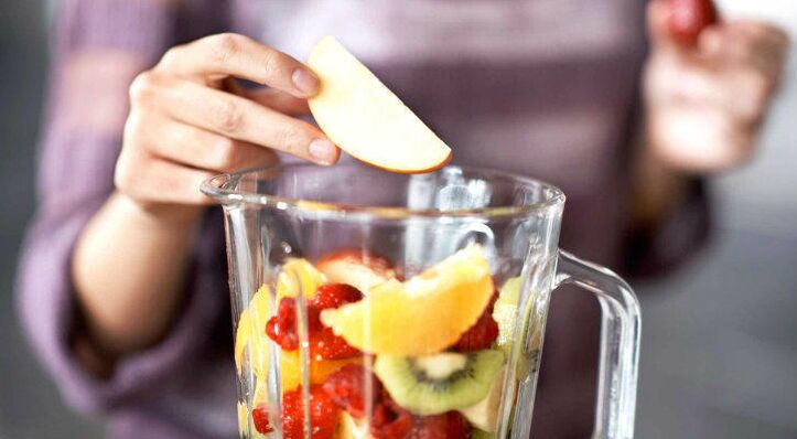 Fruits in a mixer
